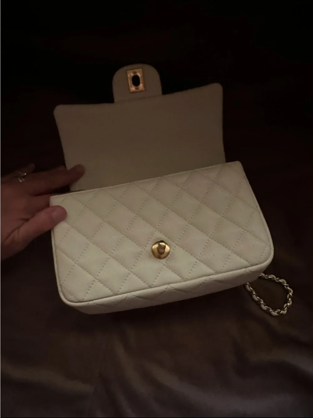 CHANEL White Quilted Mini Flap Top-Handle Crossbody